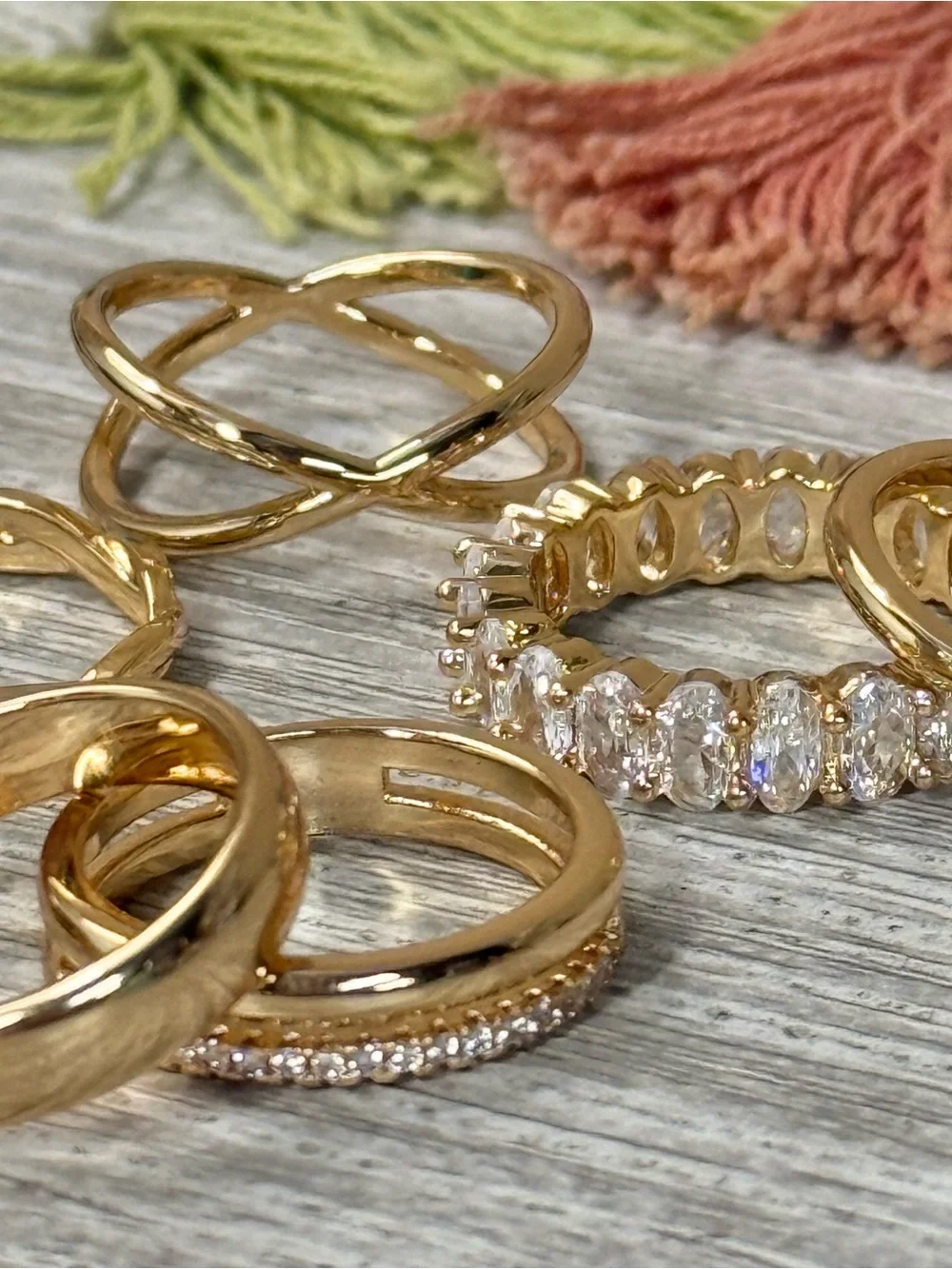 NWT Gold Cubic Zirconia Stackable Ring Set
